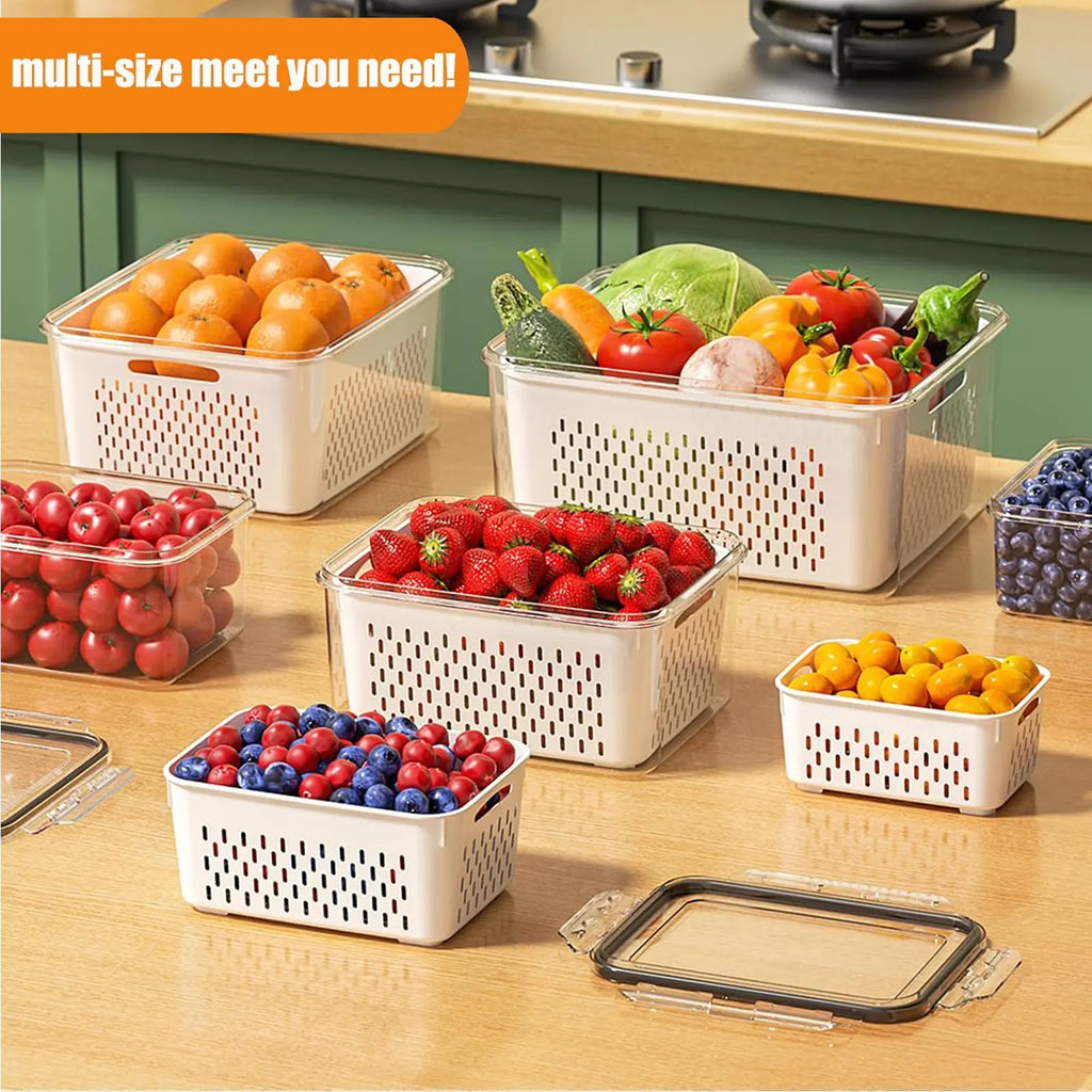 5 Pack Fridge Organizers with Colander, BPA-Free