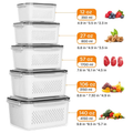 5 Pack Fridge Organizers with Colander, BPA-Free