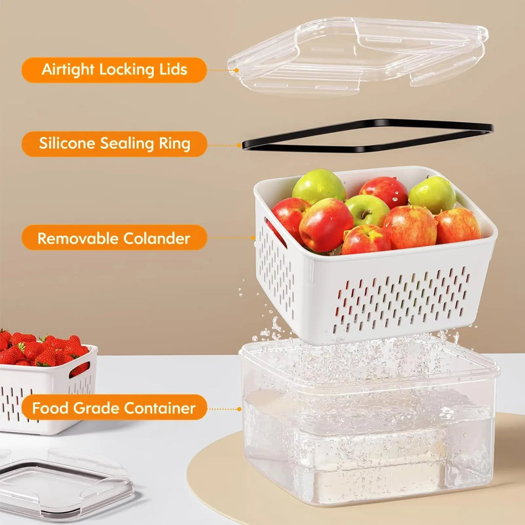 5 Pack Fridge Organizers with Colander, BPA-Free