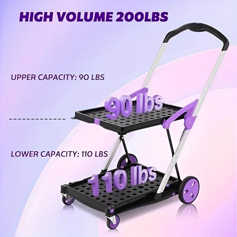 Foldable Multi-Basket Trolley Cart