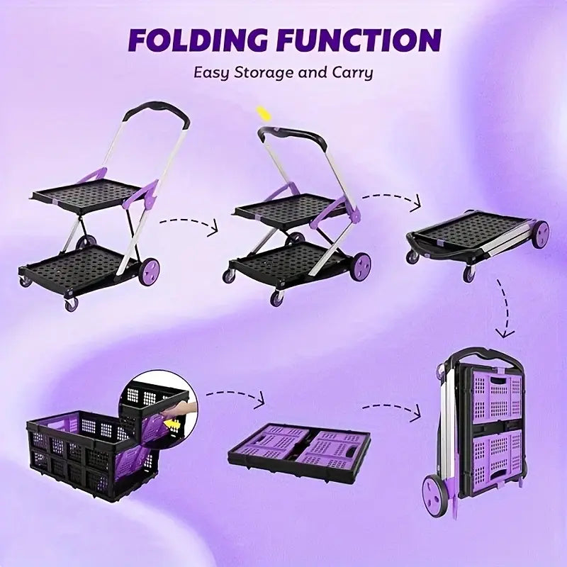 Foldable Multi-Basket Trolley Cart