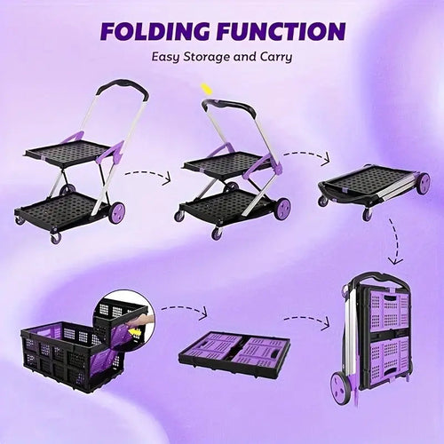 Foldable Multi-Basket Trolley Cart